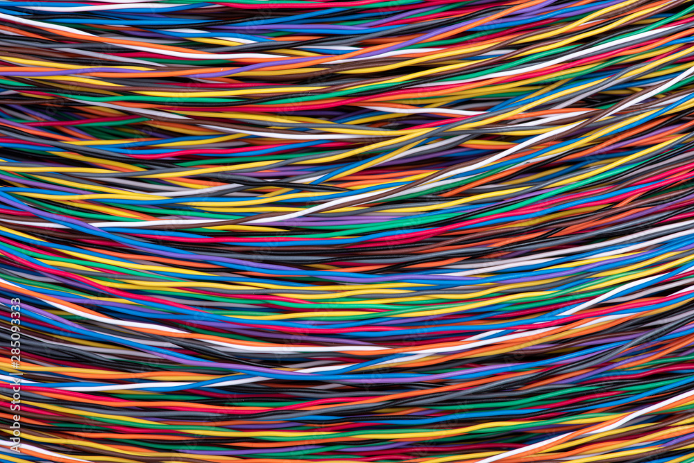 Abstract network background, multicolored electrical cable abs