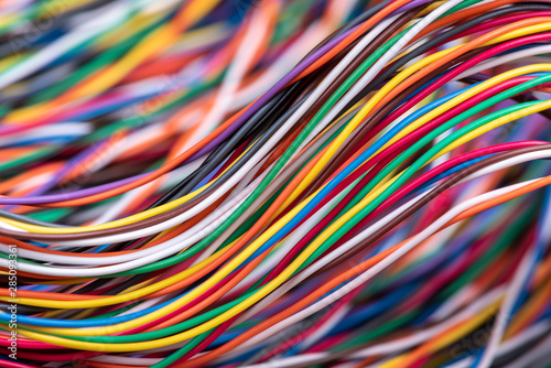 Abstract network, colorful electrical cable and wire