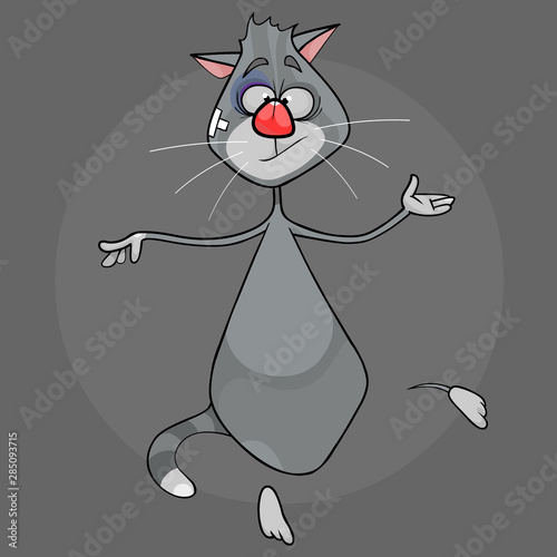 cartoon dancing cheerful bully street gray cat