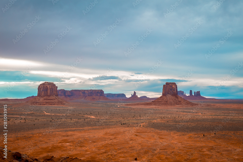 A cloudy afternoon inside the Monument Valley National Park. Utah