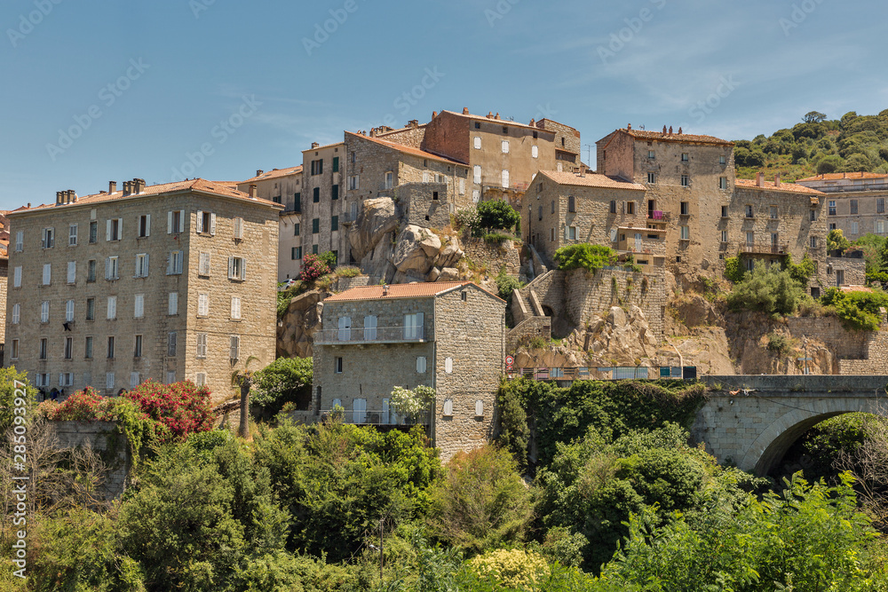 Medieval hilltop village Sartene in Corsica, France.