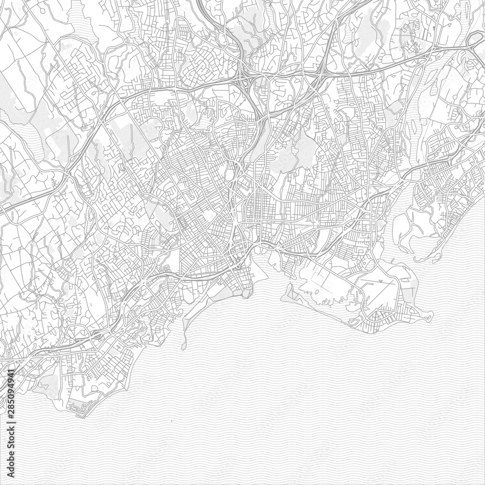 Bridgeport, Connecticut, USA, bright outlined vector map