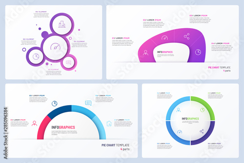 Set of minimal vector infographic templates. 4 options