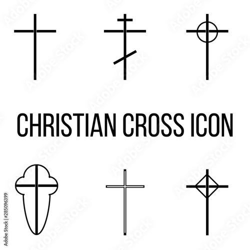 Christian cross vector icons cet. Religion cross icon set. Vector Illustration.