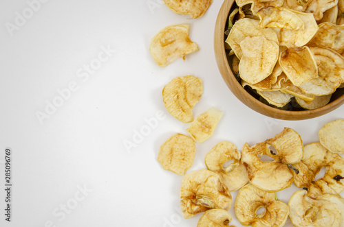 Top view frame with dried apple and copy-space photo