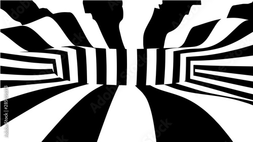 Optical illusion wave. Used for materials or graphic source. Abstract 3d black and white illusions. Vector illustration.