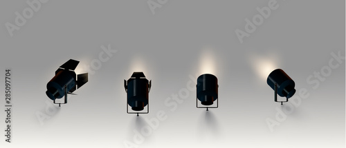Spotlights realistic transparent background for show contest or interview vector illustration