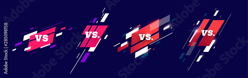 Set versus logo vs letters for sports and fight competition. MMA, Battle, vs match, game concept competitive vs. with simple graphic elements. blue. dark background eps 10 Vector illustration