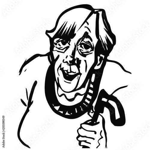 Portrait sketch of an imaginary charming old woman