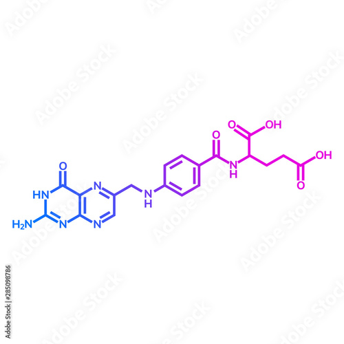 Folic acid or vitamin b9 chemical formula