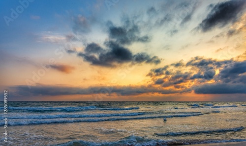 Ostuni, Puglia. Sunrise at Rosa Marina. Renowned seaside resort located in the heart of Salento. This stretch of coast is punctuated by a series of rocky beaches