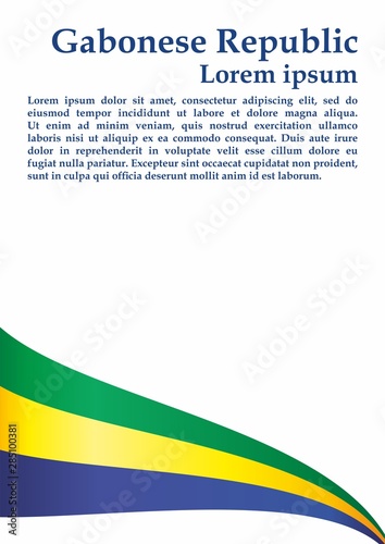 Flag of Gabon, Gabonese Republic. Template for award design, an official document with the flag of Gabon. Bright, colorful vector illustration.