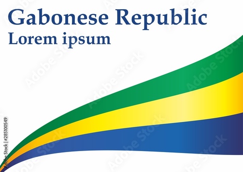 Flag of Gabon, Gabonese Republic. Template for award design, an official document with the flag of Gabon. Bright, colorful vector illustration.