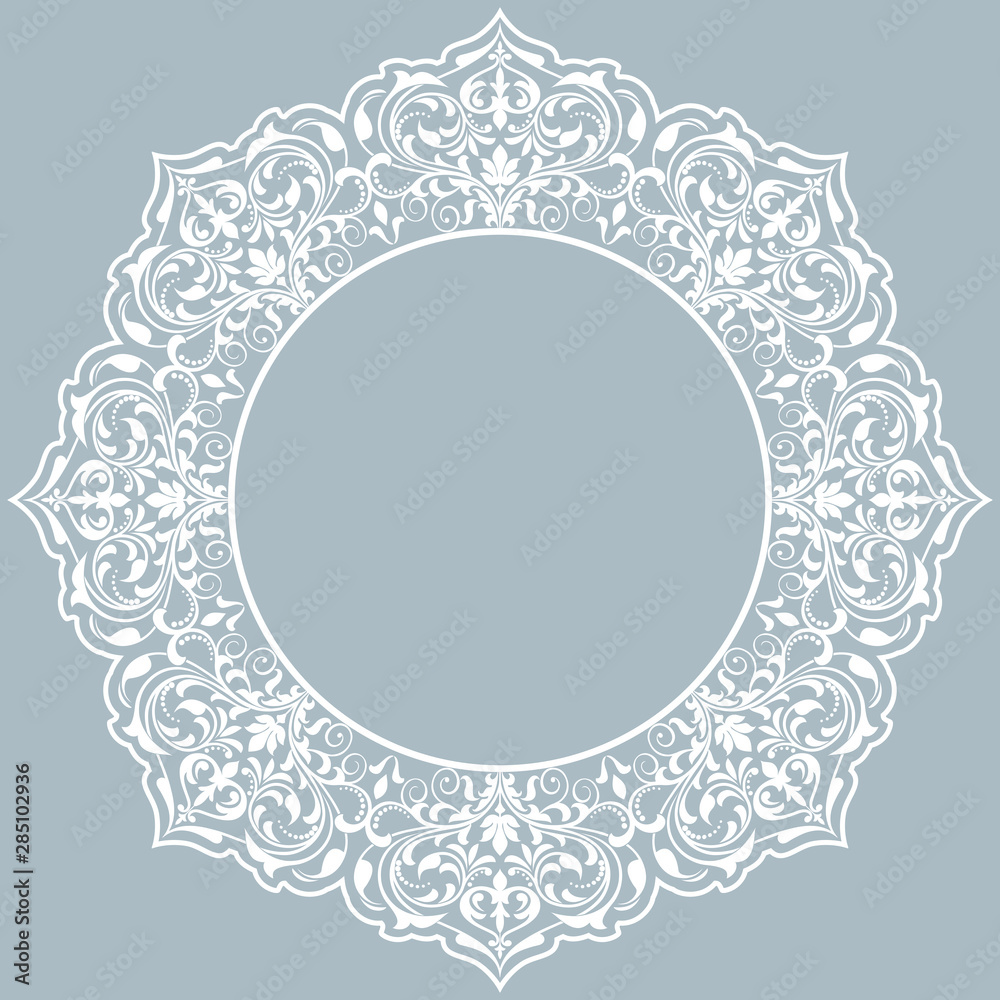 Decorative frame Elegant vector element for design in Eastern style, place for text. Floral blue border. Lace illustration for invitations and greeting cards Decorative frame Elegant vector element for design in Eastern style, place for text. Floral blue border. Lace illustration for invitations and greeting cards