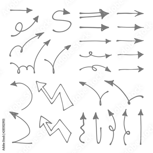 Hand drawn arrow set. Collection of doodle arrow doodles.