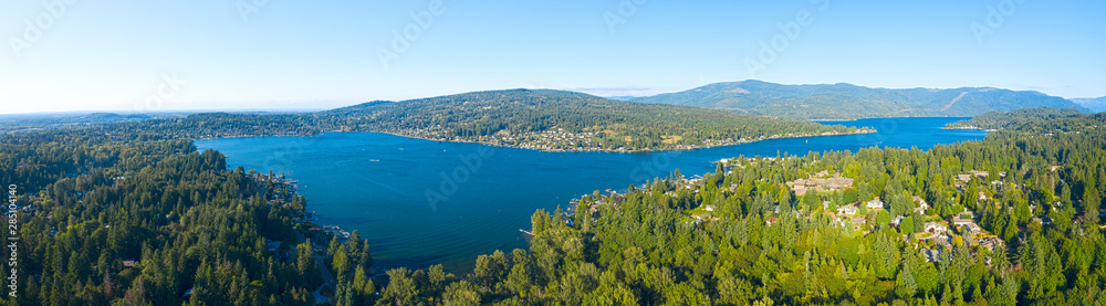 Lake Whatcom Aerial Panoramic Overview Bellingham Washington