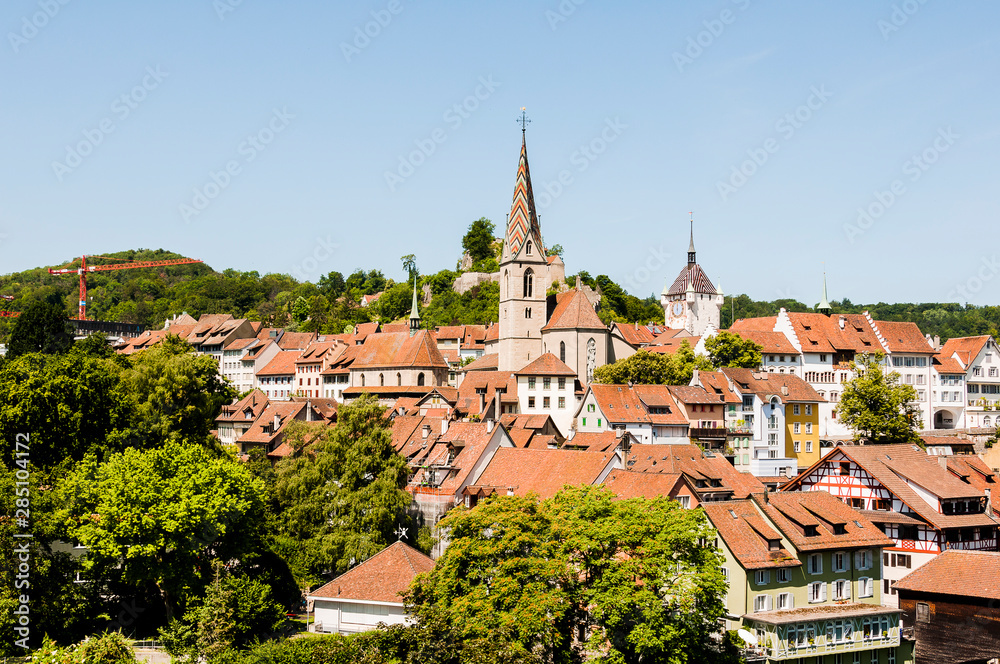 Baden, katholische Kirche, Stadt, Altstadt, Stadtrundgang, Aargau, Sommer, Schweiz	