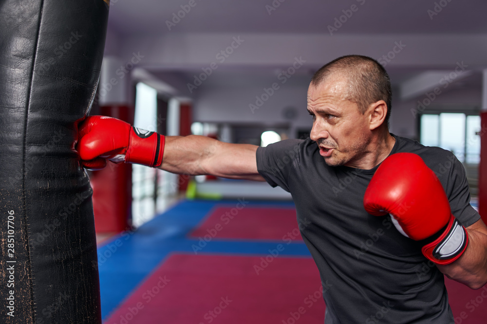 Boxer working the heavy bag