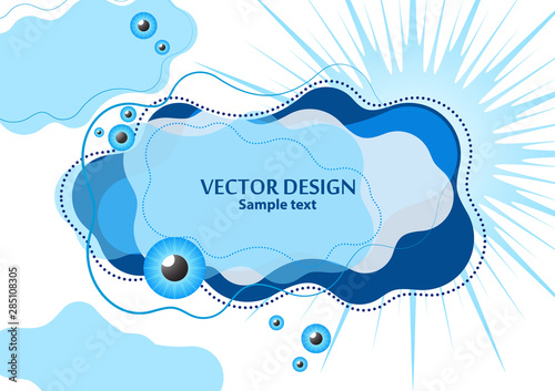 Creative fluid style, dynamic shapes on a white background, sun, rays, pupil of the eye. Poster, poster, flyer.