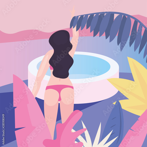 woman summer time vacations design