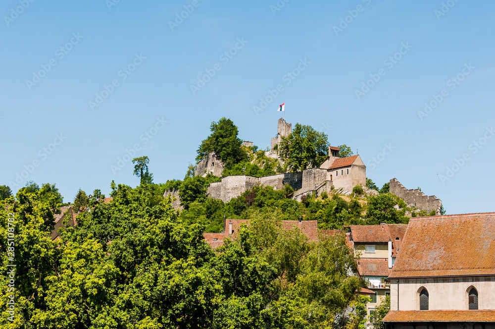 Stadt Baden, Altstadt, Ruine, Schlossberg, Festung, Aargau, Sommer, Schweiz