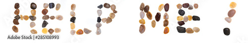 Wallpaper Mural Words HELP ME! handmade with stones (boulders). Collection words with stones. Isolated on white background Torontodigital.ca