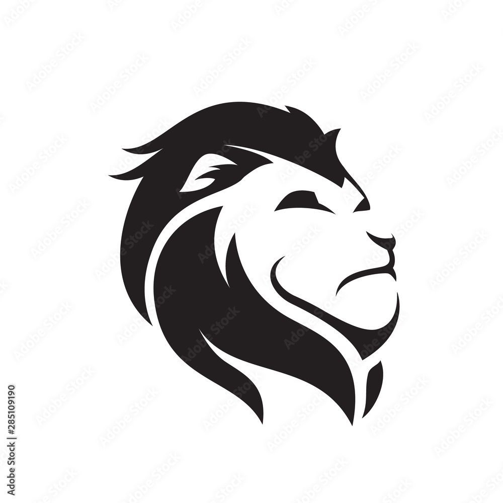 Naklejka premium Lion head funky face logo icon illustration