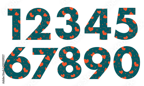 Arabic numerals with hearts.