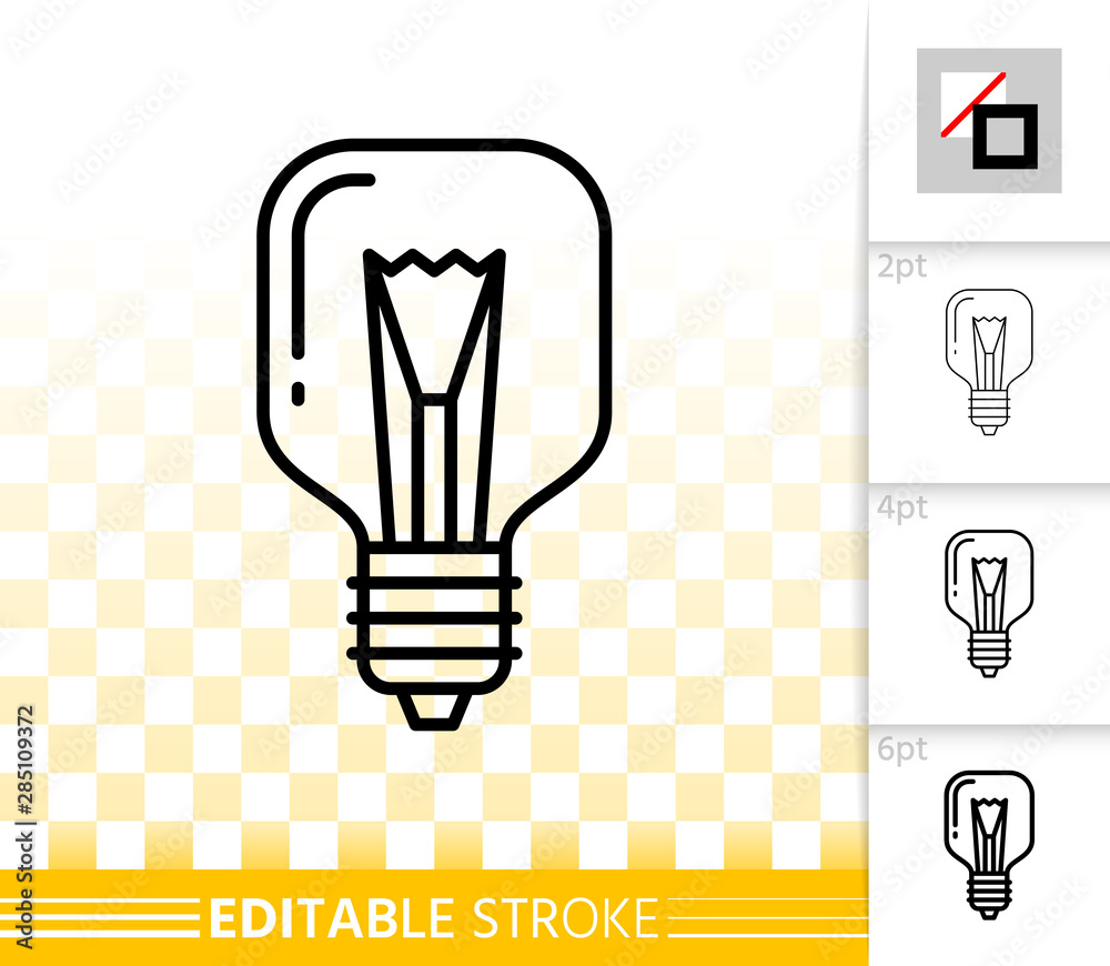 Light bulb glass lamp simple thin line vector icon Light bulb glass lamp simple thin line vector icon