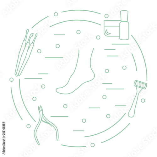 Pedicure tools and products for beauty and care.