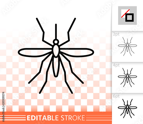 Mosquito simple black thin line vector icon