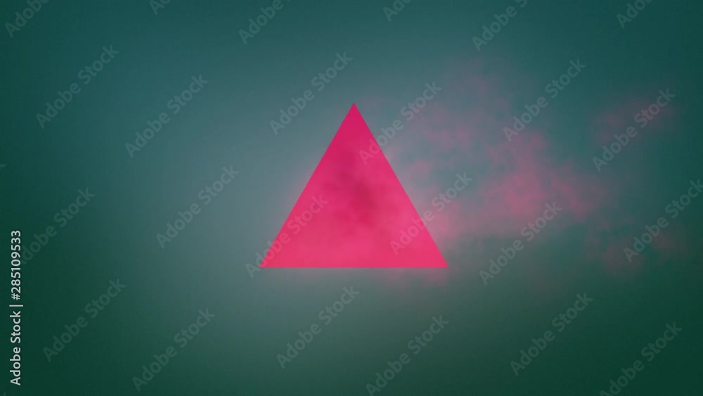 Pink triangle and smoke. Surreal motion design. 