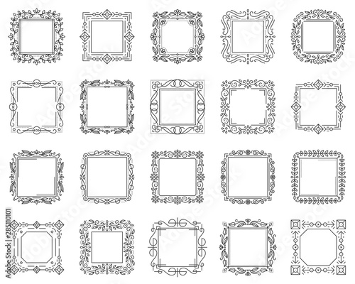 Text square frame simple black line vector set