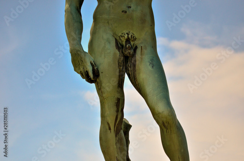 David´s bronze replica detail in a park in Florence