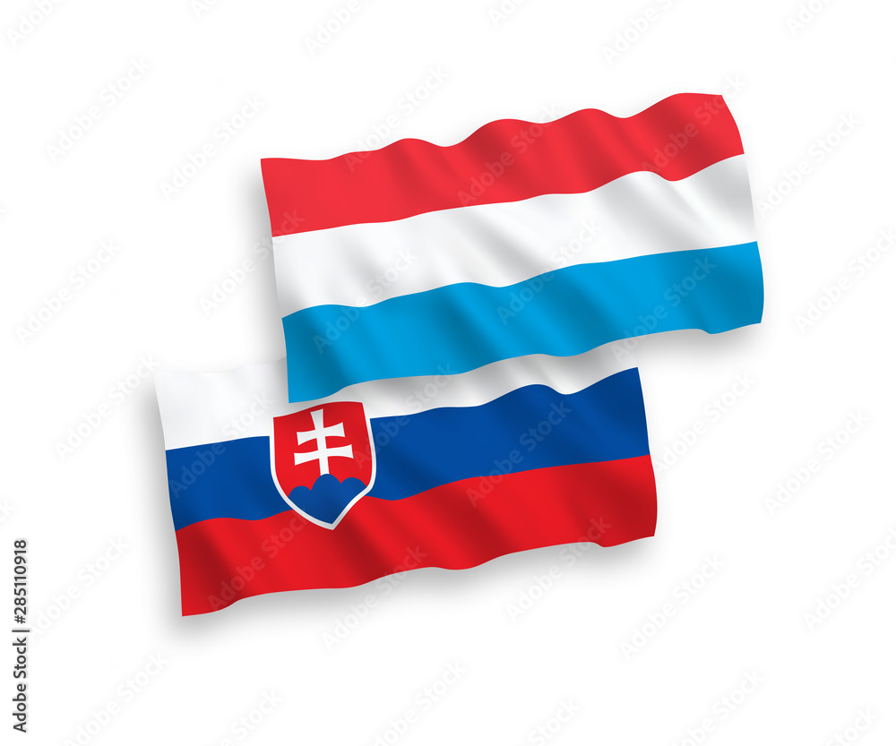 Flags of Slovakia and Luxembourg on a white background Flags of Slovakia and Luxembourg on a white background