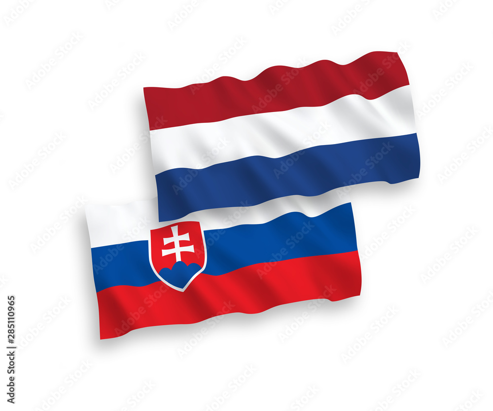 Flags of Slovakia and Netherlands on a white background Flags of Slovakia and Netherlands on a white background