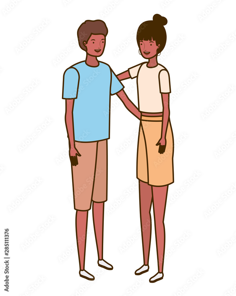 couple of people standing on white background