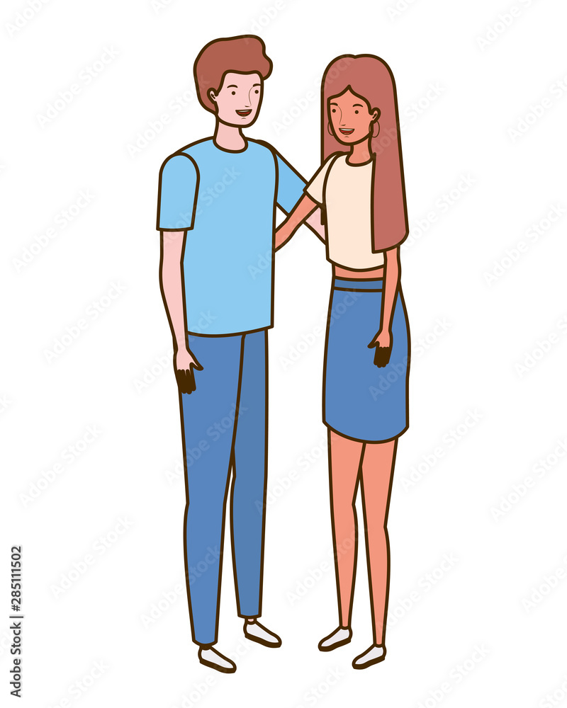 couple of people standing on white background couple of people standing on white background