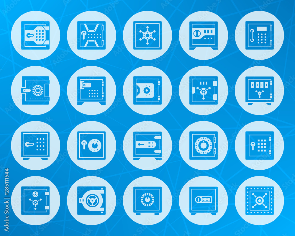 Safe bank cell shape carved flat icons vector set Safe bank cell shape carved flat icons vector set