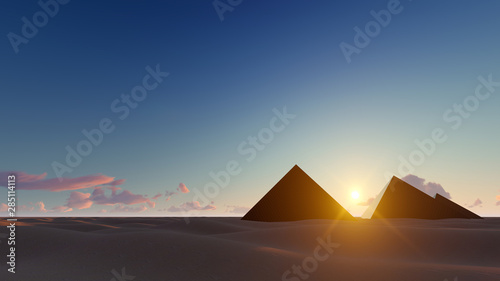 Pyramidal Solar Panels in the Desert 3D Rendering