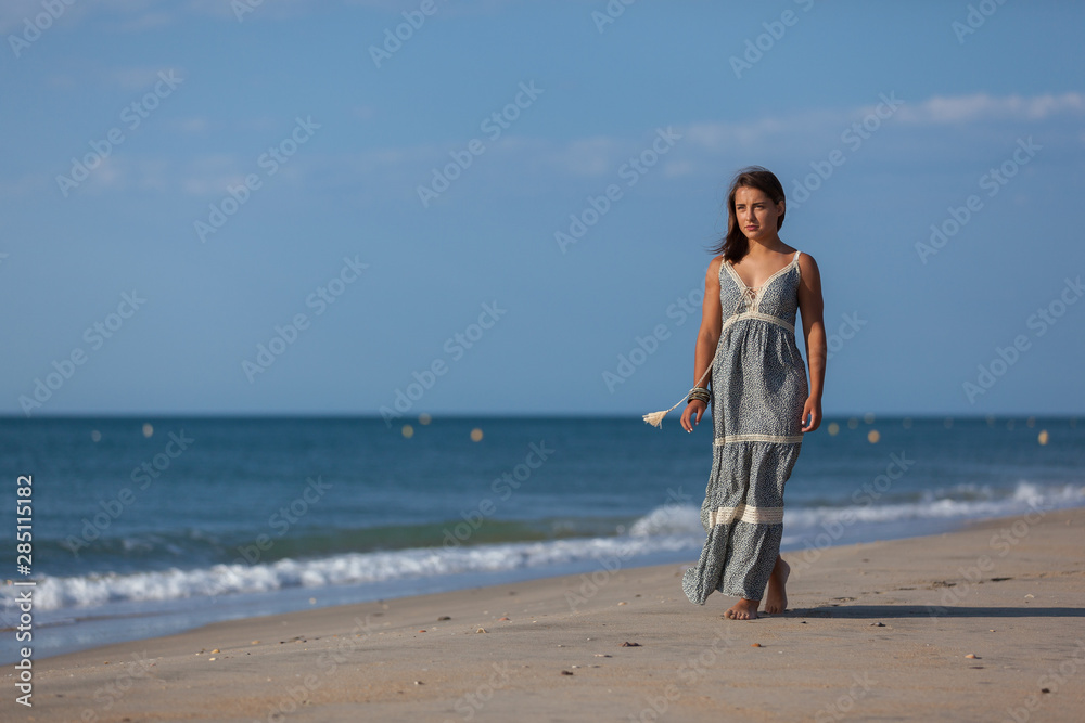 Young woman walking nude foots on the sand of the beach. Joy and freedom  concept.. Stock Photo | Adobe Stock