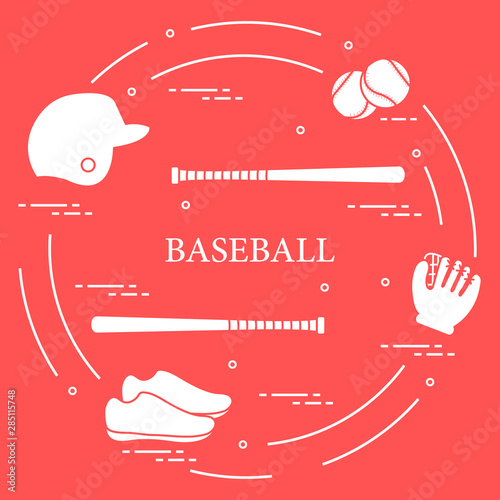 Baseball bats, glove, balls, helmet, shoes.