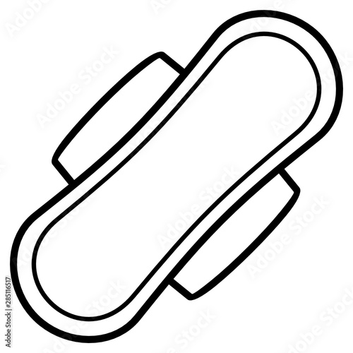 Sanitary napkin for feminine hygiene. Vector outline icon.