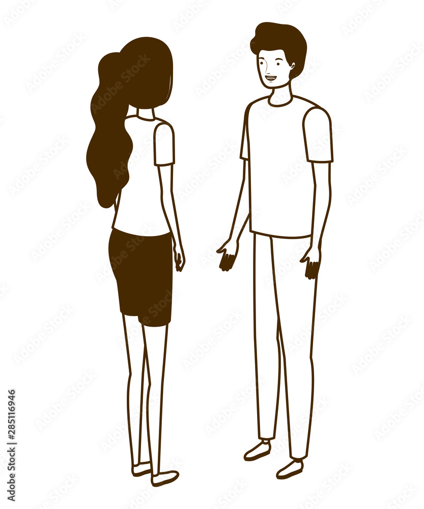 silhouette of couple of people standing on white background silhouette of couple of people standing on white background