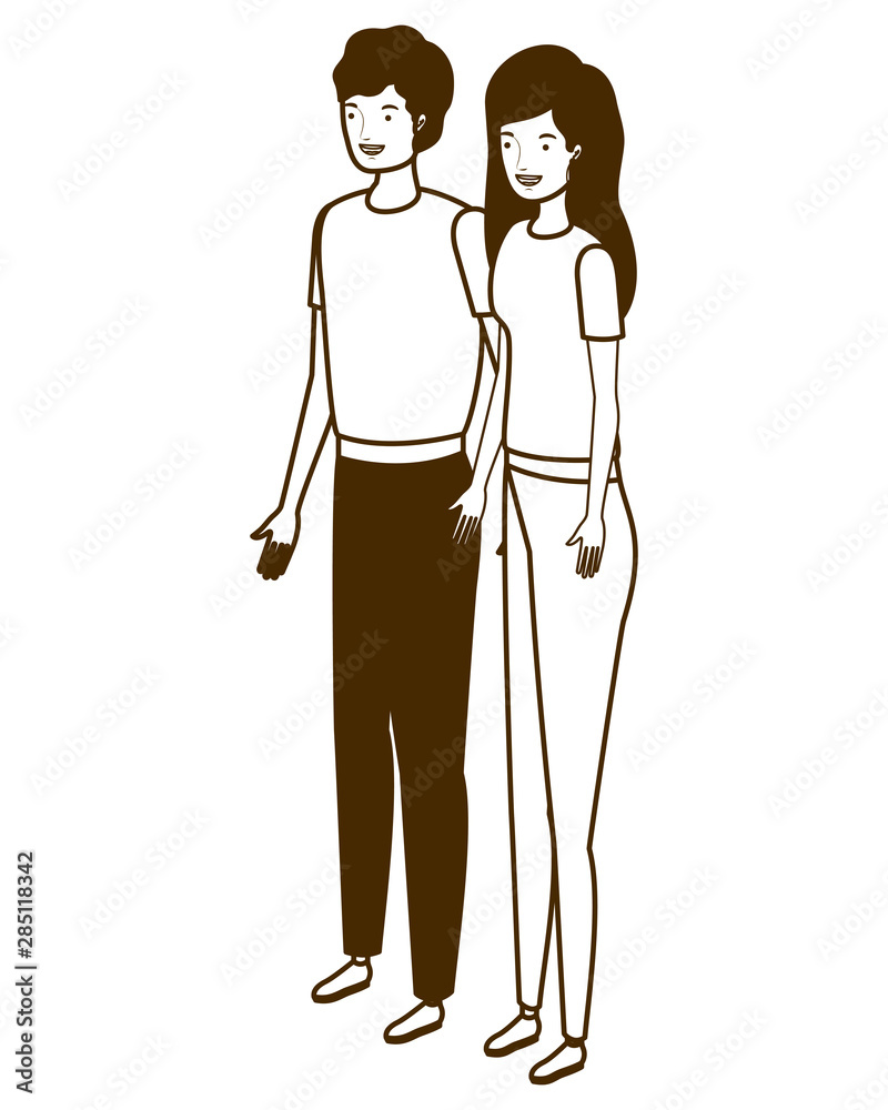 silhouette of couple of people standing on white background silhouette of couple of people standing on white background