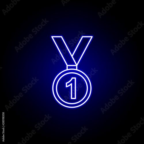 medal line icon in neon style. Element of winter sport illustration. Signs and symbols icon can be used for web, logo, mobile app, UI, UX photo