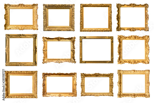 set of various ancient painting frames cut out o