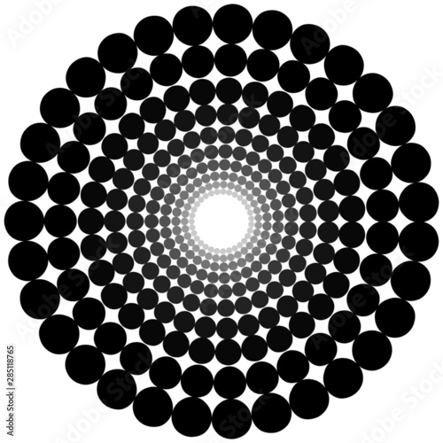 Isolated halftone circle dots vector texture.Halftone dotted background circularly distributed. Circle dots isolated on the white background.