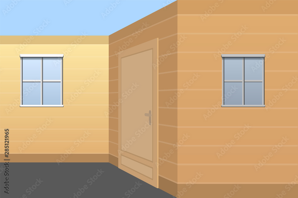 Optical illusion of relative size perception. The two windows are exactly the same size. However, the one on the right appears smaller.