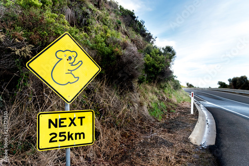 Koala sign on the side of the road photo